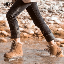 UBZ waterproof snow boots Women lace-up tube outdoor non-slip Martin boots 2021 new women shoes plus velvet boots