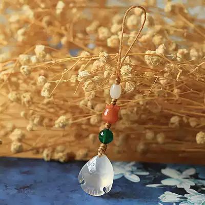 Ice agate small fish creative classical Hanfu accessories Jade Chinese style safe mobile phone lanyard pendant