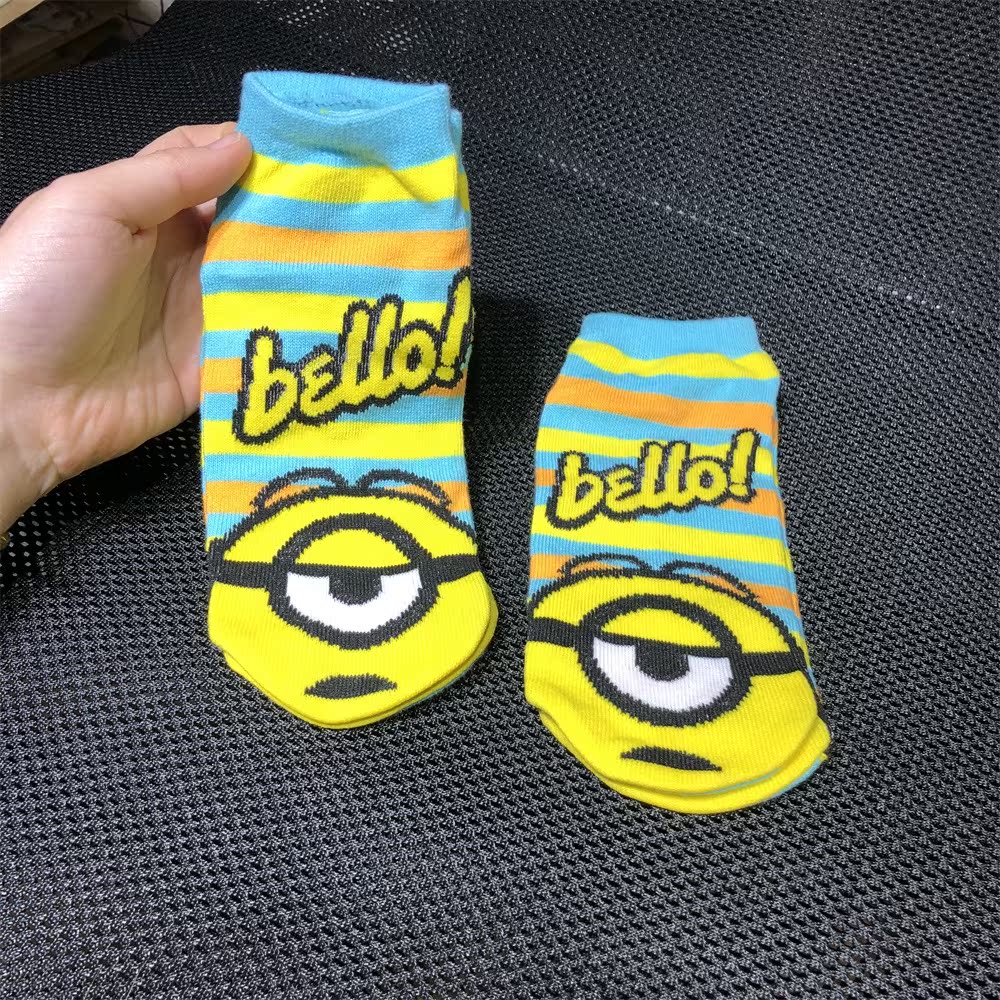 Foreign trade day single minion adult ladies short socks invisible socks cartoon cotton socks spring and autumn women's socks sweat-absorbing breathable one size fits all - Taobao