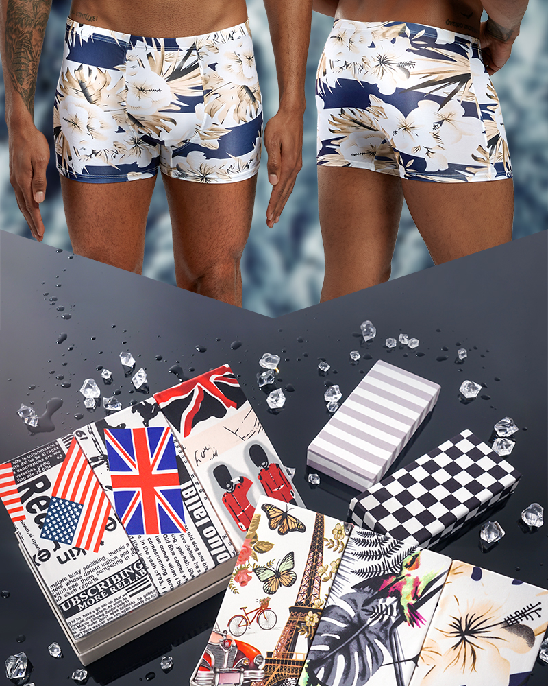 Mùa hè mới băng lụa đồ lót nam thanh niên thoải mái thoáng khí kích thước lớn boyshort trai cotton eo bốn góc quần - Eo cao quan lot nam cao cap