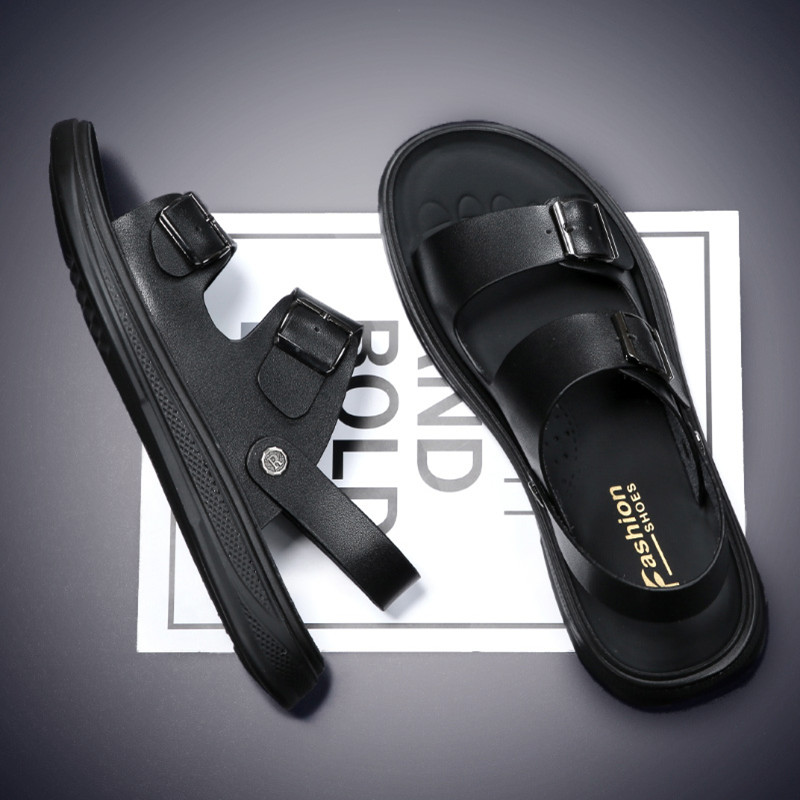 Genuine Leather Sandals Men 2022 Summer New trends Soft Bottom Outdoor Dual-use Beach Shoes Non-slip Outer Penetrating Gas Slippers
