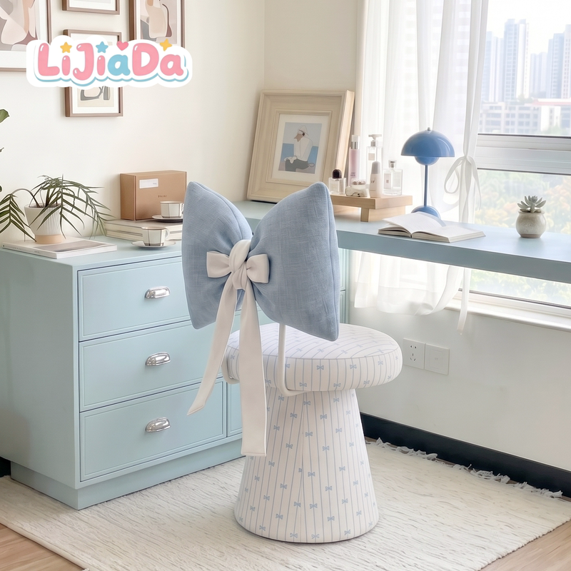 Korean-Style Cream-Colored Swivel Dressing Chair for Home Bedroom, Small Apartment Dressing Room, Backrest Chair, Cute Girly Style Single Chair