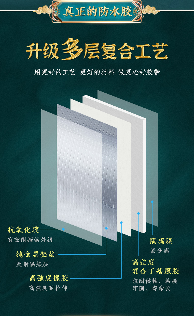 Băng chống thấm Butyl trên mái Các vết nứt tường bên ngoài Rò rỉ Rò rỉ mạnh mẽ Vá trên mái rò rỉ Niêm phong Vua Vật liệu cán tự dính băng dính điện chống nước