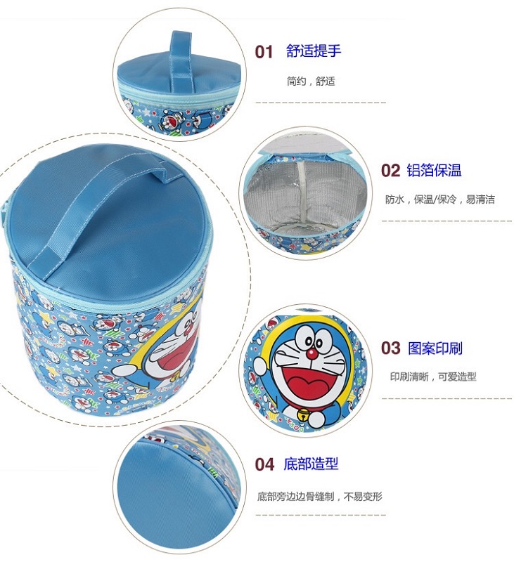 Học sinh tiểu học tròn cách ly hộp ăn trưa dày quần áo trẻ em bát ăn trưa túi phim hoạt hình nhôm lá cầm tay trống giữ tươi - Hộp cơm điện sưởi ấm nên mua hộp cơm giữ nhiệt hay cắm điện