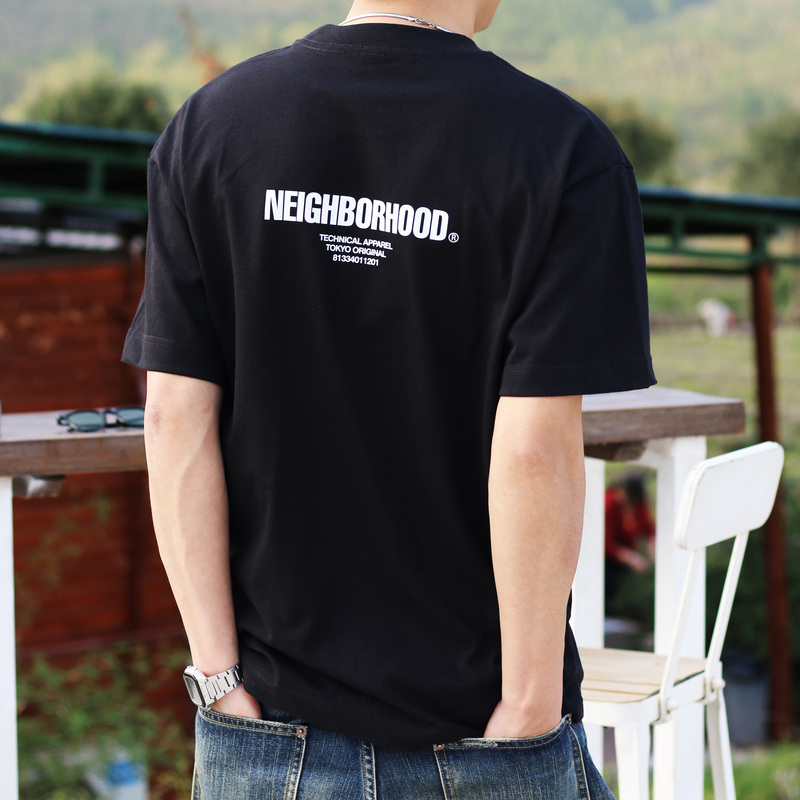 Trendy Brand Nbhd Summer New Japanese-Style Heavyweight Pure Cotton Short-Sleeve T-Shirt for Men, Loose and Versatile Top, Base Layer for All Seasons