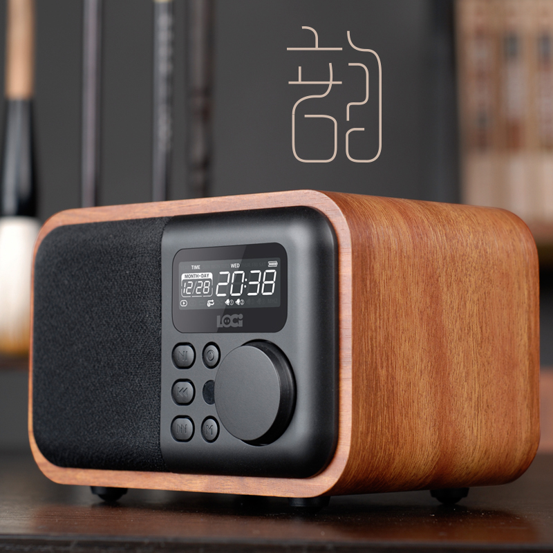 Langji D90 retro radio wooden small Bluetooth speaker Old-fashioned nostalgic anti-antique desktop alarm clock U disk sound