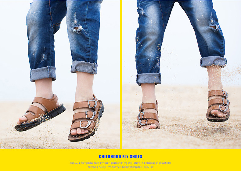 Sandales enfants en cuir orteil suture de voiture pour été - semelle caoutchouc - Ref 1053438 Image 44