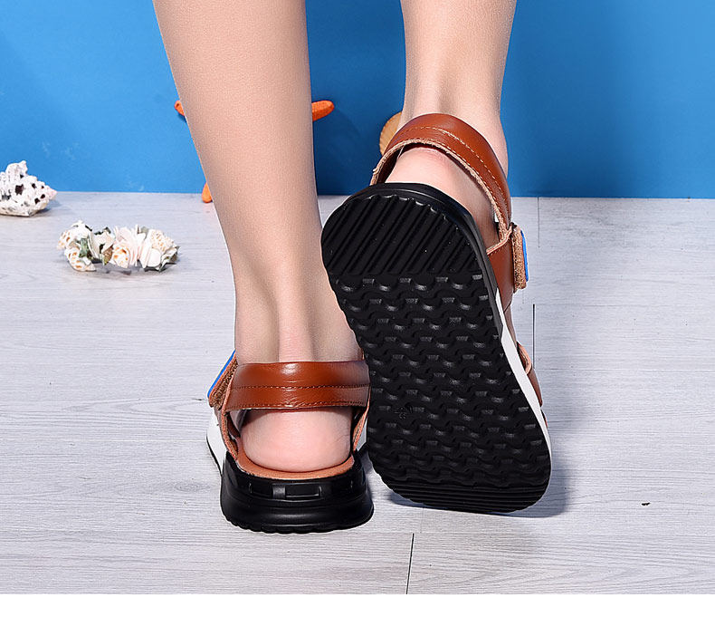 Sandales enfants en cuir orteil suture de voiture pour été - semelle caoutchouc - Ref 1053438 Image 24