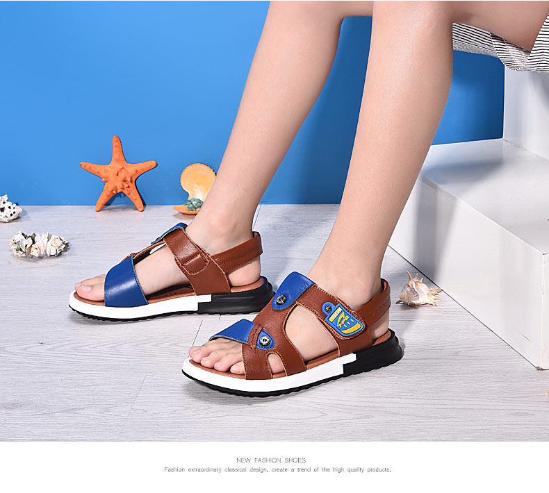 Sandales enfants en cuir orteil suture de voiture pour été - semelle caoutchouc - Ref 1053438 Image 22