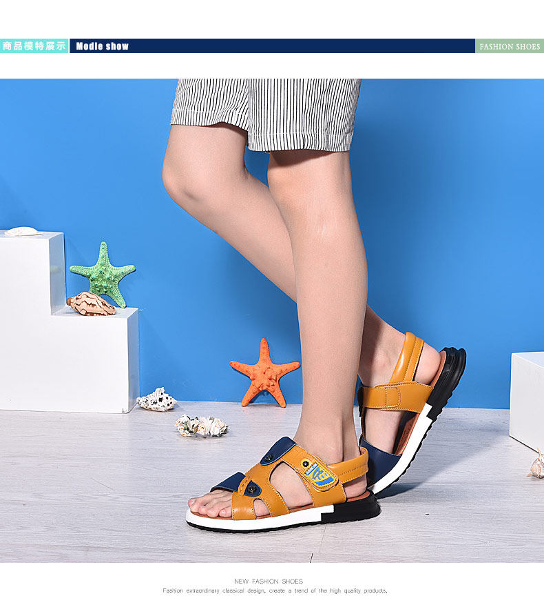 Sandales enfants en cuir orteil suture de voiture pour été - semelle caoutchouc - Ref 1053438 Image 15