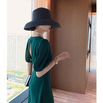 Micro Fat Girls Wear Hitch Big Code High-end Hben Wind Reduction Age Tandem Dress Summer Fat Mm Fan-style Foreign Air Cover Small Black Dress
