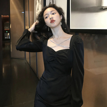 Big Code Women Dress Fat Mm Method Temperament Even Dress Up Slim Cover Spring Autumn 2021 New Ocean Qi Huben Little Black Dress