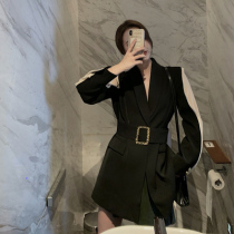 2019 early autumn new Korean version big code woman dress fat mm foreign pistachio jacket minus 100 hitch and younger sister expato slim fit