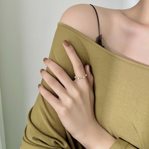 Japanese light extravagant round Cats Eye Stone ring female fashion personality ins tide cold style simple vegetal circle food finger ring summer