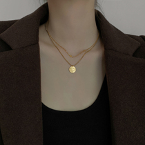 Titanium steel stack wear necklace female summer double layer does not fade ifashion female clavicle 2021 New Round brand sweater chain