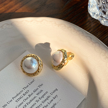 Ear clip female earless hole ~ summer style French fairy Air forest Super fairy mosquito incense plate earring big Pearl 2021 New