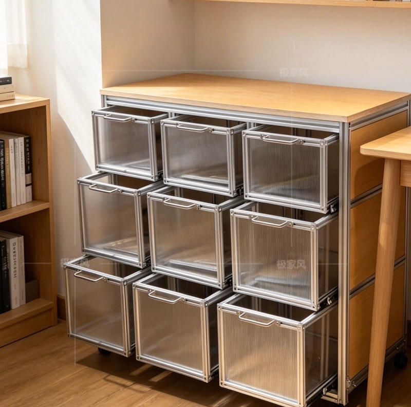 Birch Marine Board Aluminum Profile Sideboard Modern Minimalist Storage Cabinet Movable Storage Cabinet Display Cabinet Drawer Cabinet