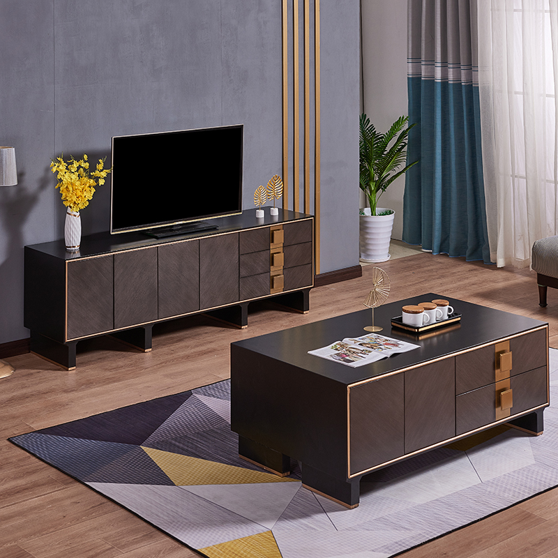 Light extravagant TV cabinet Tea Table Composition Living Room Modern Minima Storage Ground Cabinet small family Type Home Shore TV cabinet