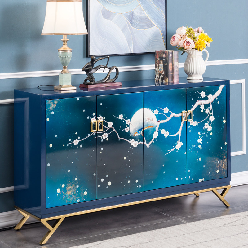 New Chinese style home light luxury shoe cabinet solid wood painted porch cabinet post-modern home door storage shoe cabinet sideboard cabinet