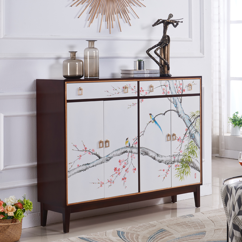 Entrance door American solid wood Shoe cabinet door hall Partition Decoration Cabinet New Chinese Color Plotbox LARGE CAPACITY LOCKER ROOM WITH LARGE CAPACITY LOCKERS