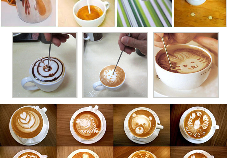[Thịt viên] Thép không gỉ Kéo ghim kim khắc cà phê Máy pha cà phê Fancy Cà phê chạm khắc phin pha cafe inox lớn