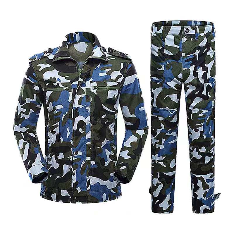 Summer Military Training Suit Sea Soul Blue Suit Men and women Single pants pure cotton camouflak work clothes Outdoor expansion training clothes