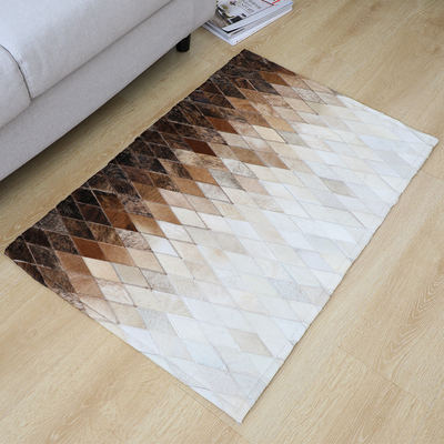 Jiuyi Natural handmade cowhide floor mat, waterproof and stain-resistant, simple living room, bedroom and study small carpet, entrance and door mat