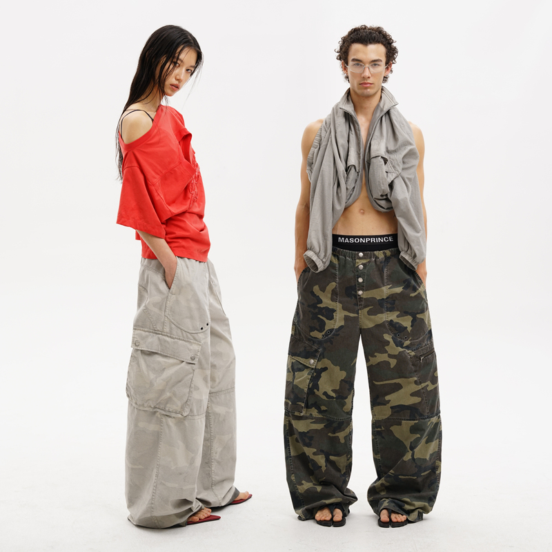 Masonprince|Double-Sided Craftsmanship, Two-Way Wear Camouflage Cargo Pants Masonprince|Double-Sided Craftsmanship, Two-Way Wear Camouflage Cargo Pants