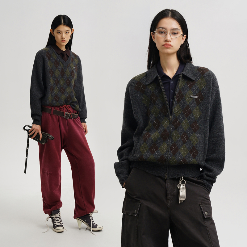 【26 Show Models】Masonprince “Prince Sweater” Diamond Pattern Tie Cardigan Coat/Sweater