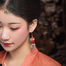 Jis small building year has fish ancient wind earrings original design sense jewelry ancient method glazed Hanfu earrings earrings