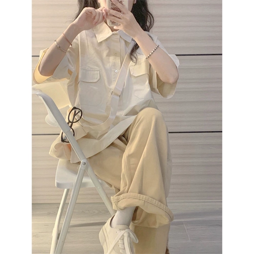 Рубашка, штаны, летний спортивный костюм для школьников, японский комплект, свободный крой