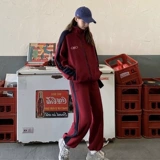 Спортивный костюм в стиле хип-хоп, комплект, утепленная толстовка, штаны, в корейском стиле, для бега