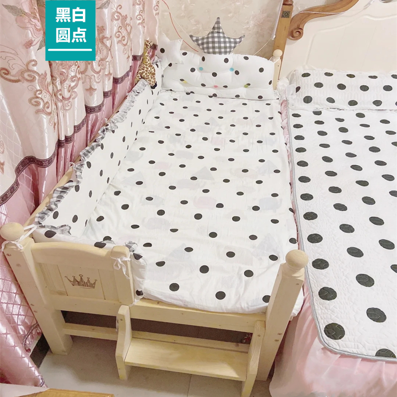 Little angel solid wood furniture baby bed around the bed Kasa four-piece set cushion breathable baby crash cloth cotton removable washable