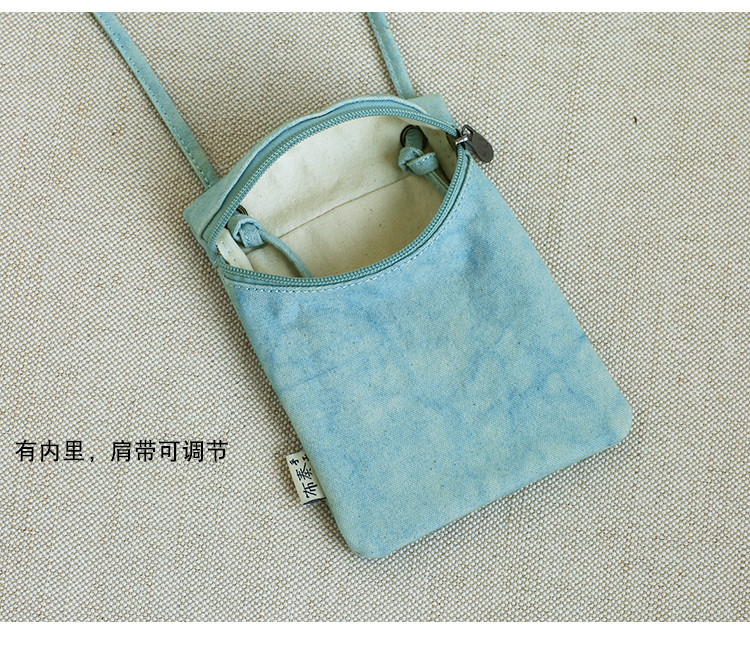 Vải canvas treo cổ điện thoại di động túi đeo chéo nữ vải mini ví đựng điện thoại túi đeo chéo nữ da mềm