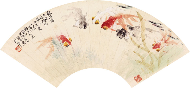 中国美術 汪亞塵 肉筆画 金魚 汪亚尘的金鱼作品20幅！_搜狐网