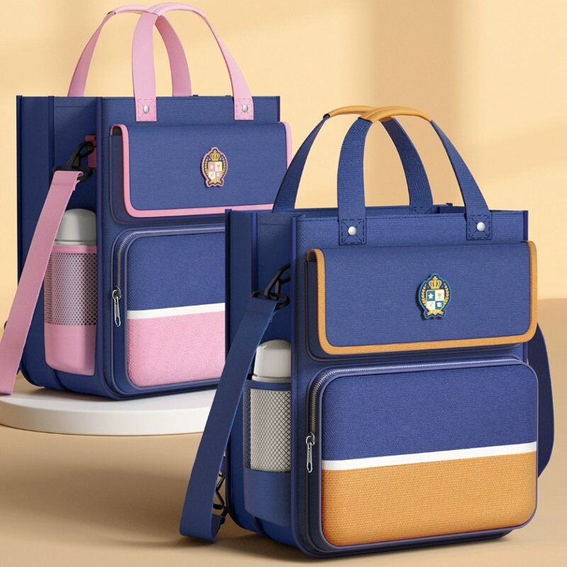 小学生手提袋拎书袋补习袋课外补习班书包补课包帆布男孩轻便大容量辅导班学习作业袋美术女孩初中生专用儿童