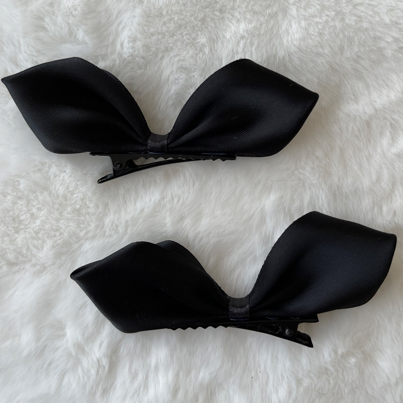 A Pair Of Black Rabbit Ear Clip & Cotton Ribbonsolar system Lolita the soft girl Headwear Hair band Lo Niang Sweet daily Hairpin KC Versatile Lolita Accessories Small things Adorable