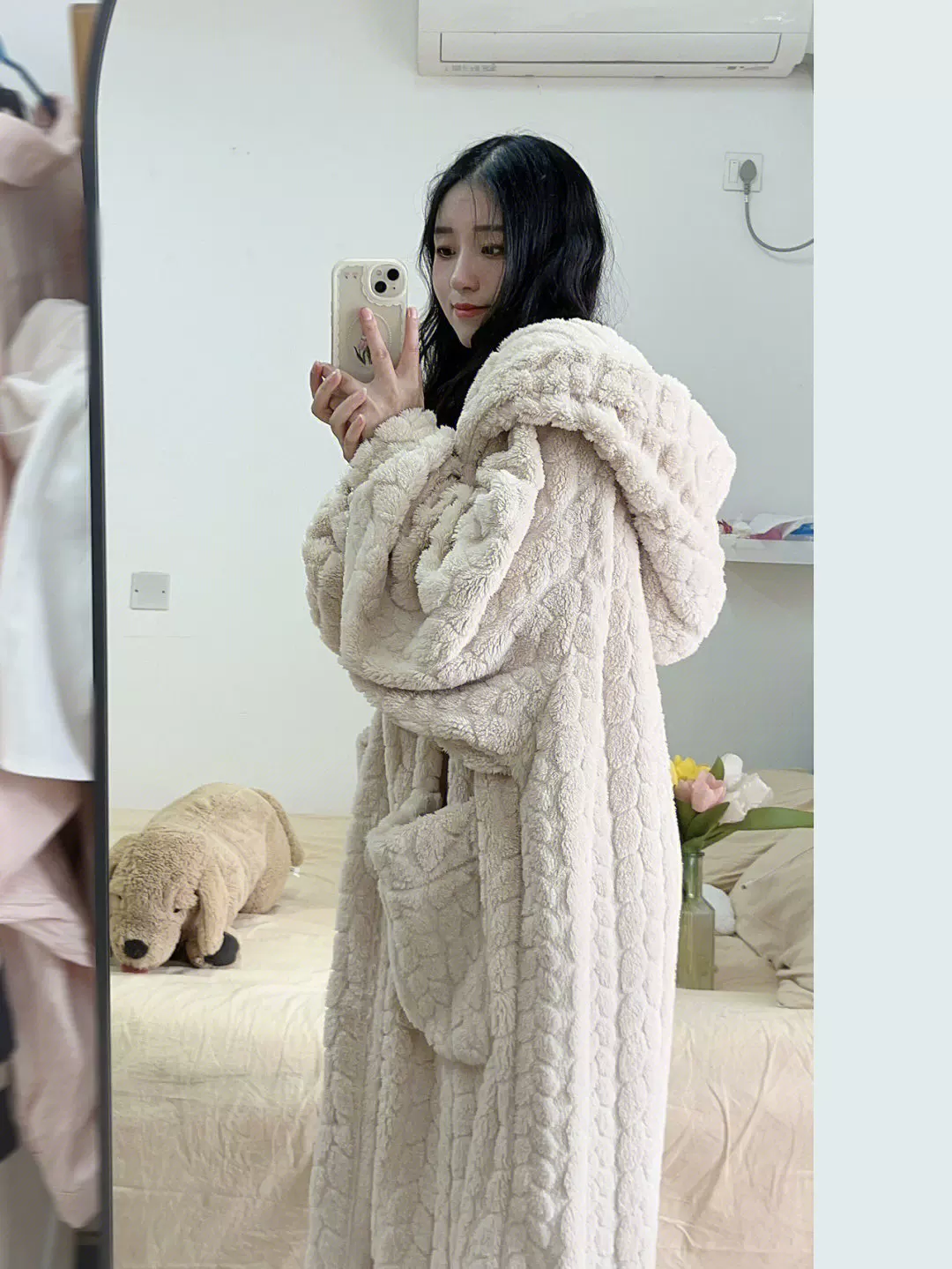 Королевский бархатный зимний пижамный комплект с капюшоном, тёплая Bathrobe, размер, 2026 год