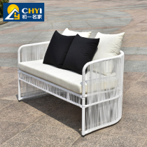 Nordic outdoor sofa rattan furniture rattan art living room balcony rattan chair sofa double creative courtyard leisure coffee table