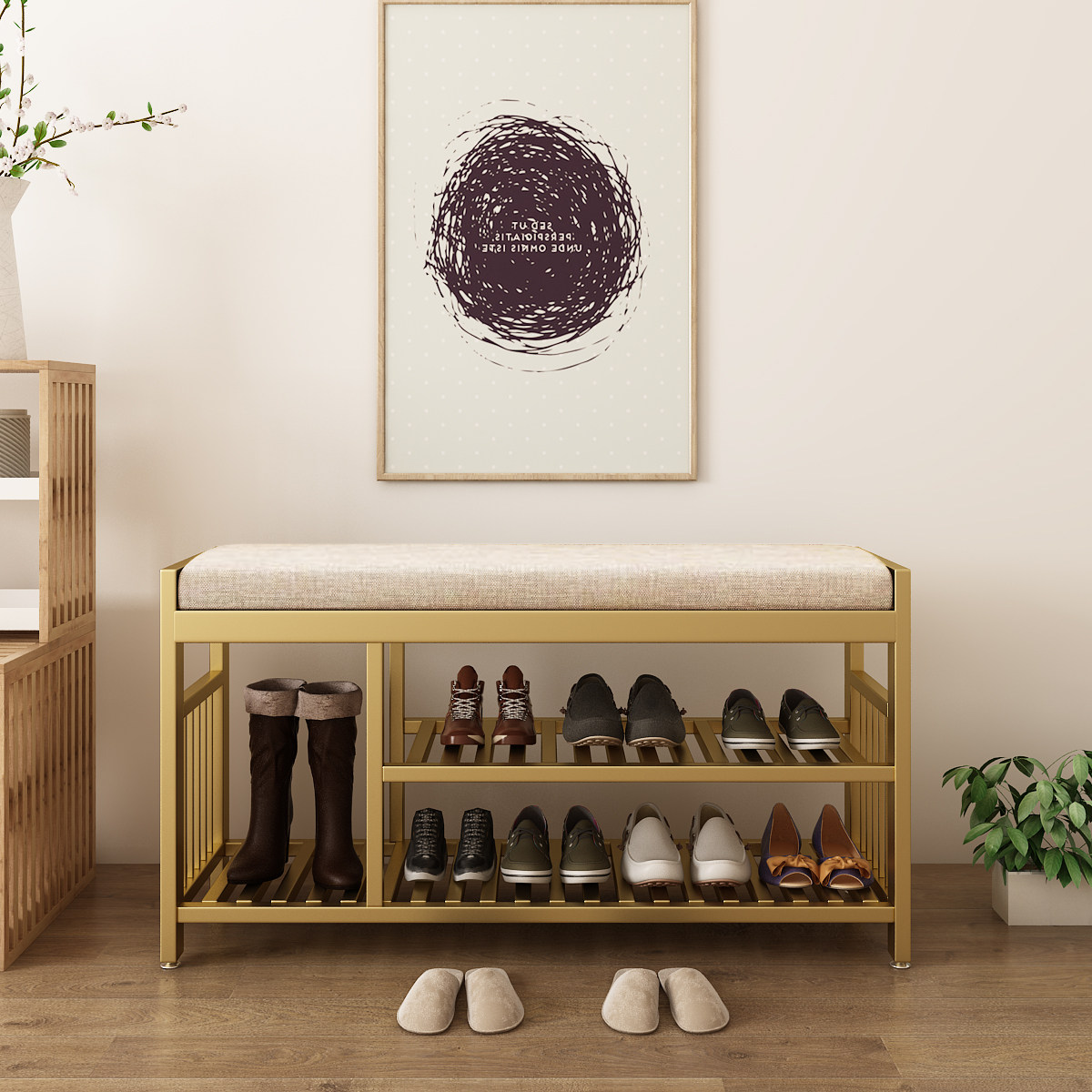 Minimalist modern shoe changing bench Home doorway Shoes Stool in door Storage stool Shoes Cabinet Clothing Shop Iron Art Sofa stool