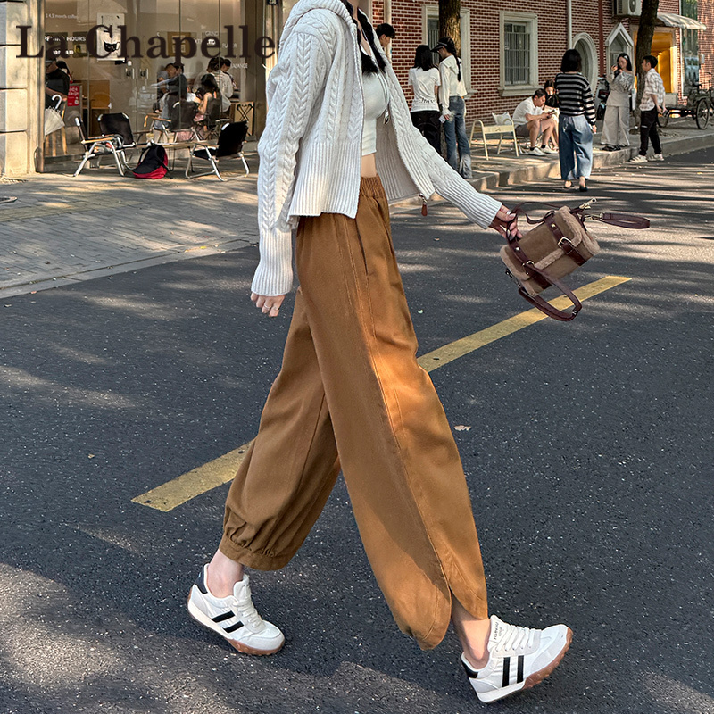 La Chapelle Amber Shimmer Coffee-Colored Bloomers for Women, Spring and Autumn, Petite, Sporty, Wide-Leg, Cropped Harem Pants La Chapelle Amber Shimmer Coffee-Colored Bloomers for Women, Spring and Autumn, Petite, Sporty, Wide-Leg, Cropped Harem Pants