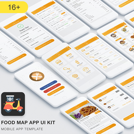 12013 High quality exquisite Orange delivery login dish ordering APP UI Kit source file template design