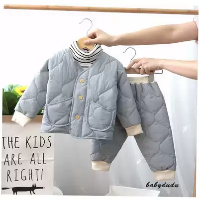 Baby autumn and winter clothes set men's baby winter clothes one year and three months two-piece newborn children's down cotton clothes