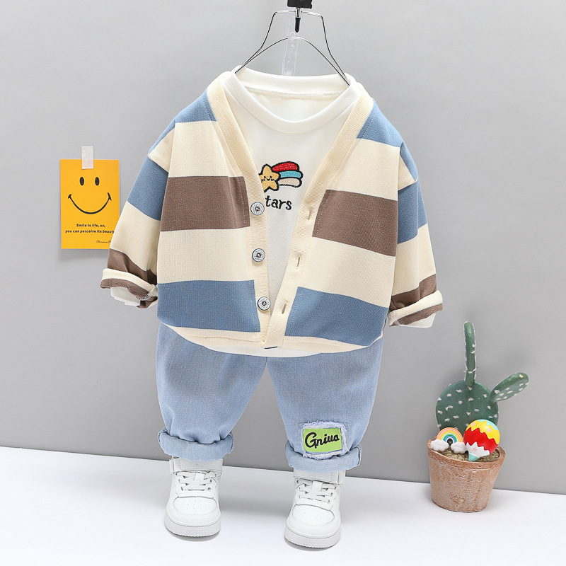 Baby clothes Spring and autumn Two-style suit One year old male baby handsome tide bottling boy fitted with newborns for six months