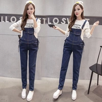 Bà bầu mặc quần jeans mùa xuân mặc quần legging dạ dày nâng chân bút chì quần bà bầu mặc yếm quần cho bà bầu