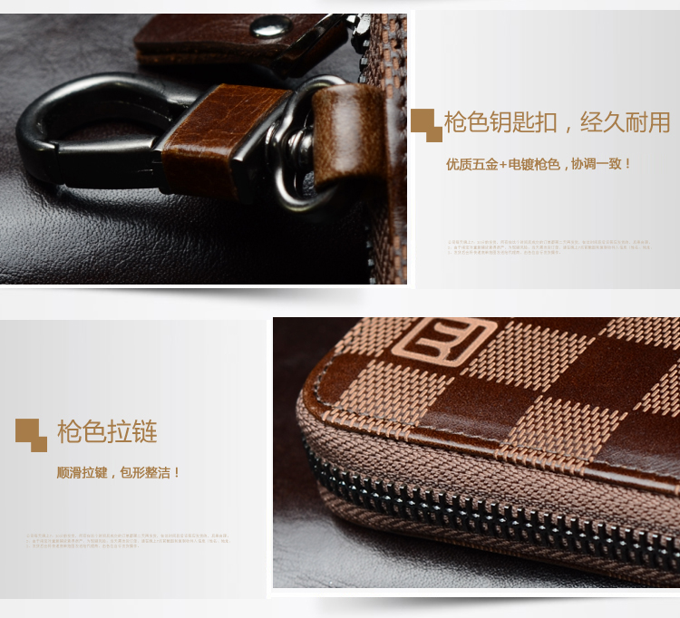 Universal Men Key Bag Eo Treo Da Xe Key Bag Nữ Da Đa năng Tay Ví Dầu Sáp - Trường hợp chính ví da nữ