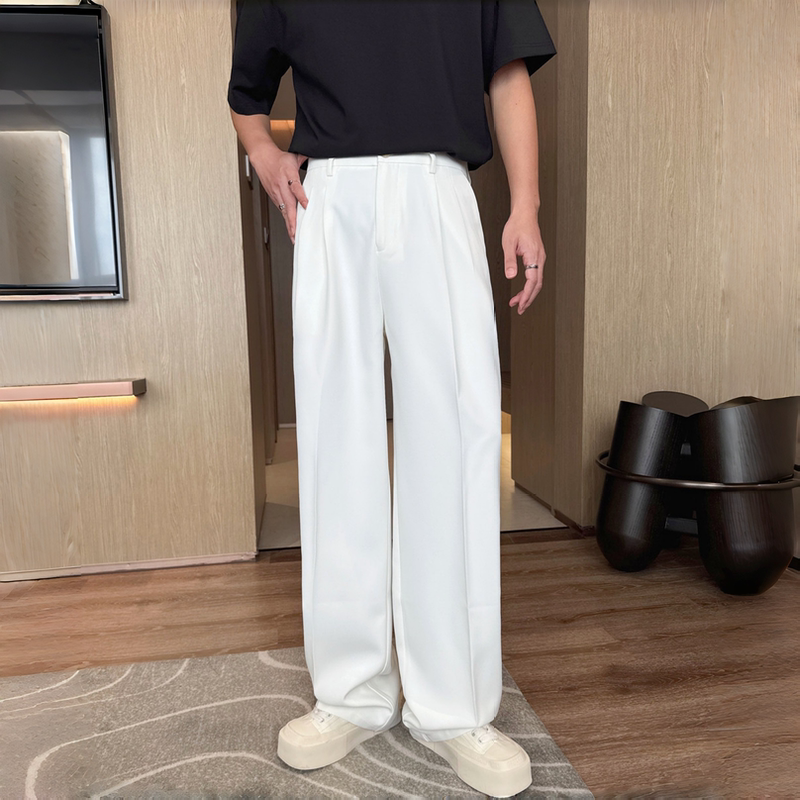 Rocca White Casual Men's Dress Pants with Drape Effect 2026 New Style ins Height-Enhancing Loose Wide-Leg Straight Pants Rocca White Casual Men's Dress Pants with Drape Effect 2026 New Style ins Height-Enhancing Loose Wide-Leg Straight Pants