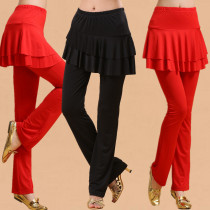 Square dance costume adult female new Latin dance pants fitness sports dance pants long pants dance one-piece skirt