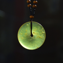 Natural Shaanxi Lantian jade pendant Gold Jade Pingan Buckle pendant A-grade jade mens and womens accessories