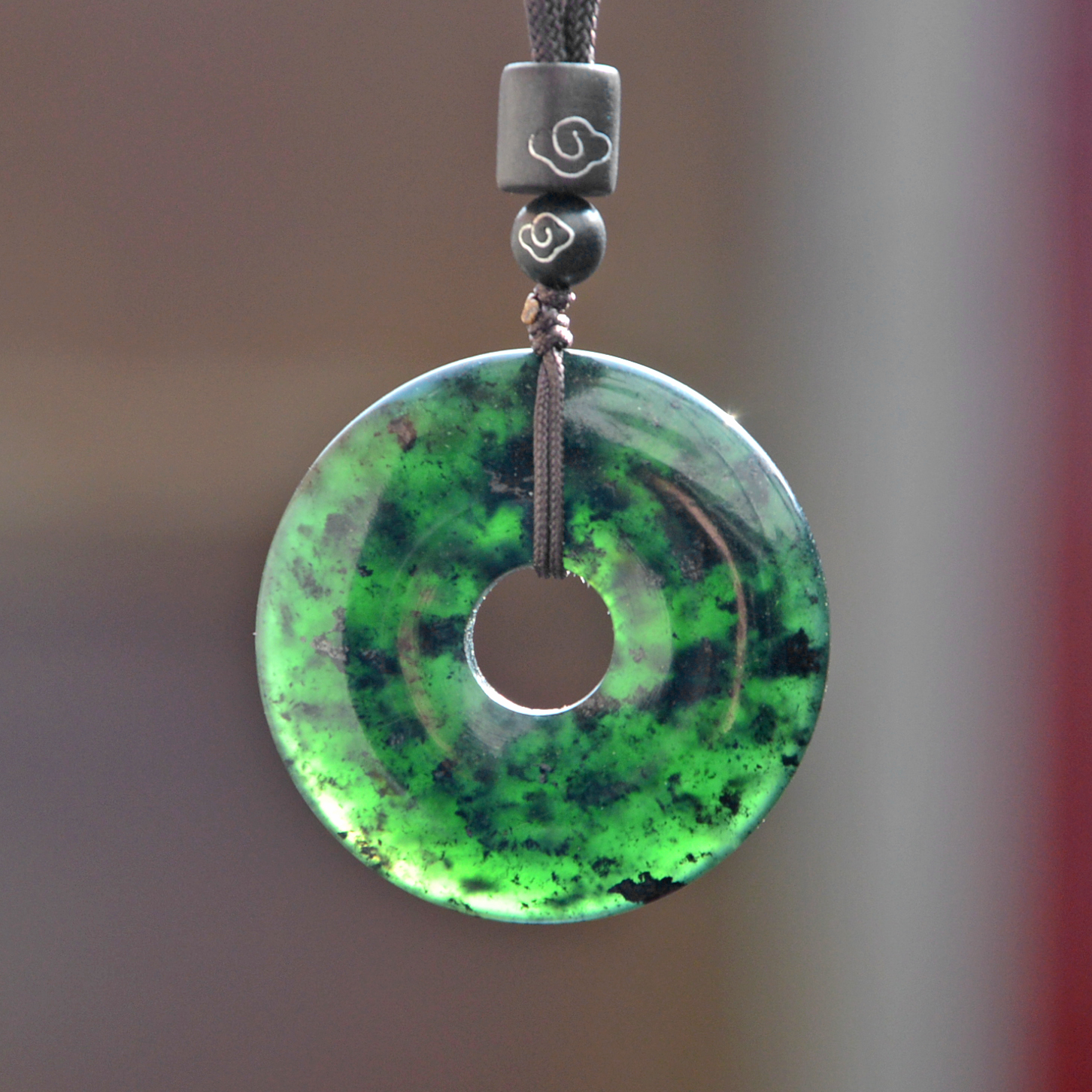 Shaanxi Lantian jade pendant ink Jade safe buckle pendant Natural jade fashion men's and women's accessories spring new